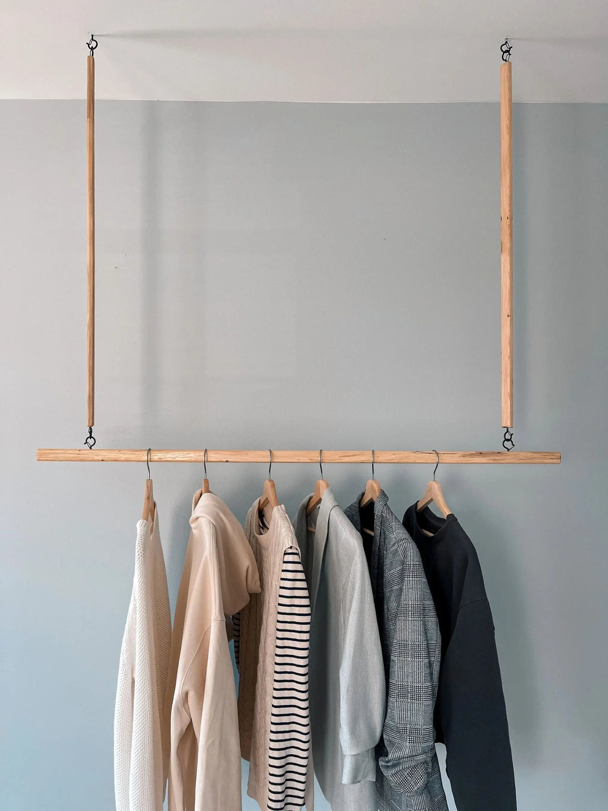 Hanging Filing Rack Ceiling Ceiling Mounted Clothes Rack – Oak Hanging Organizer for Closet