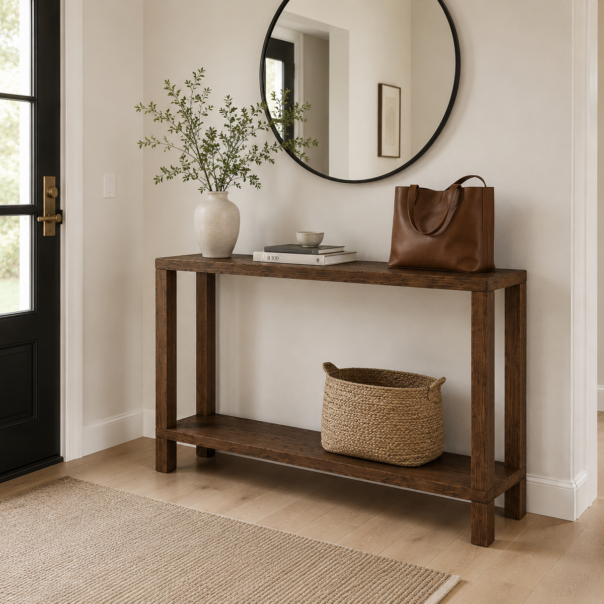 Dark Brown | Solid wood console table in dark brown finish, view 6