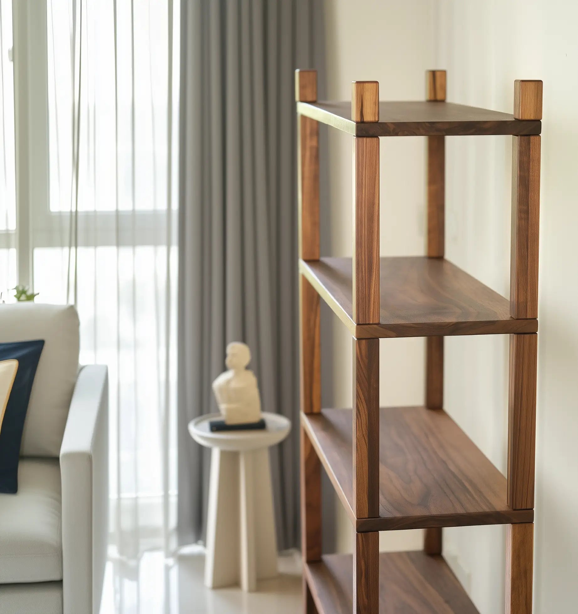 Handcrafted walnut bookshelf with elegant design