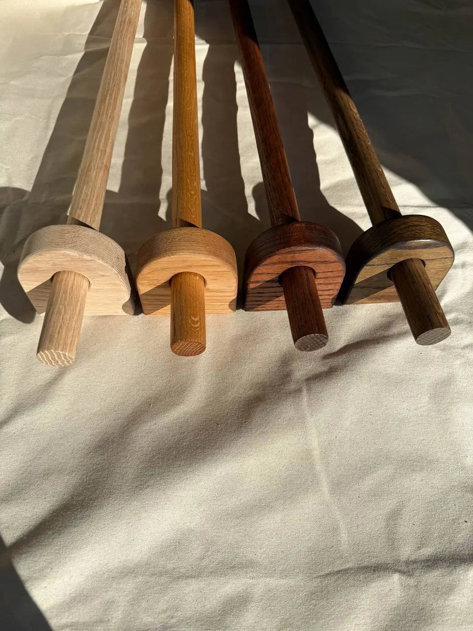 Solid Oak Curtain Rod – Round Brackets, Custom Length Window Hardware