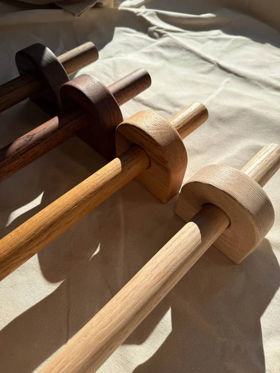 Solid Oak Curtain Rod – Round Brackets, Custom Length Window Hardware