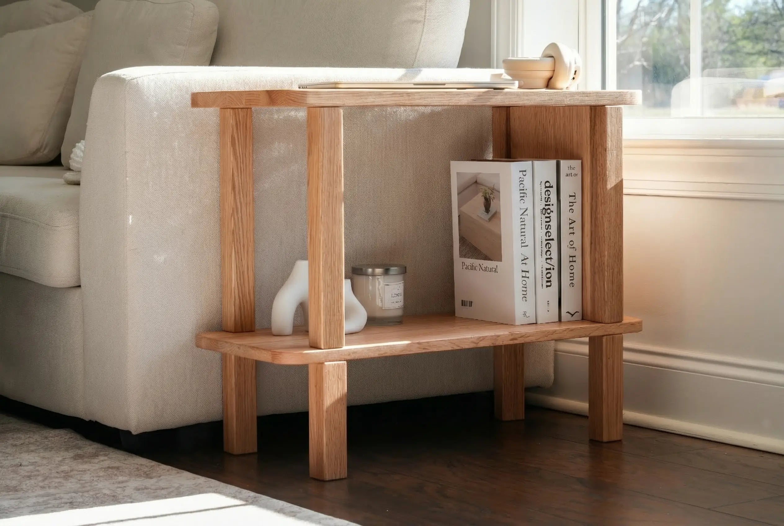 SideDesk — Solid Wood Side Table with Shelf