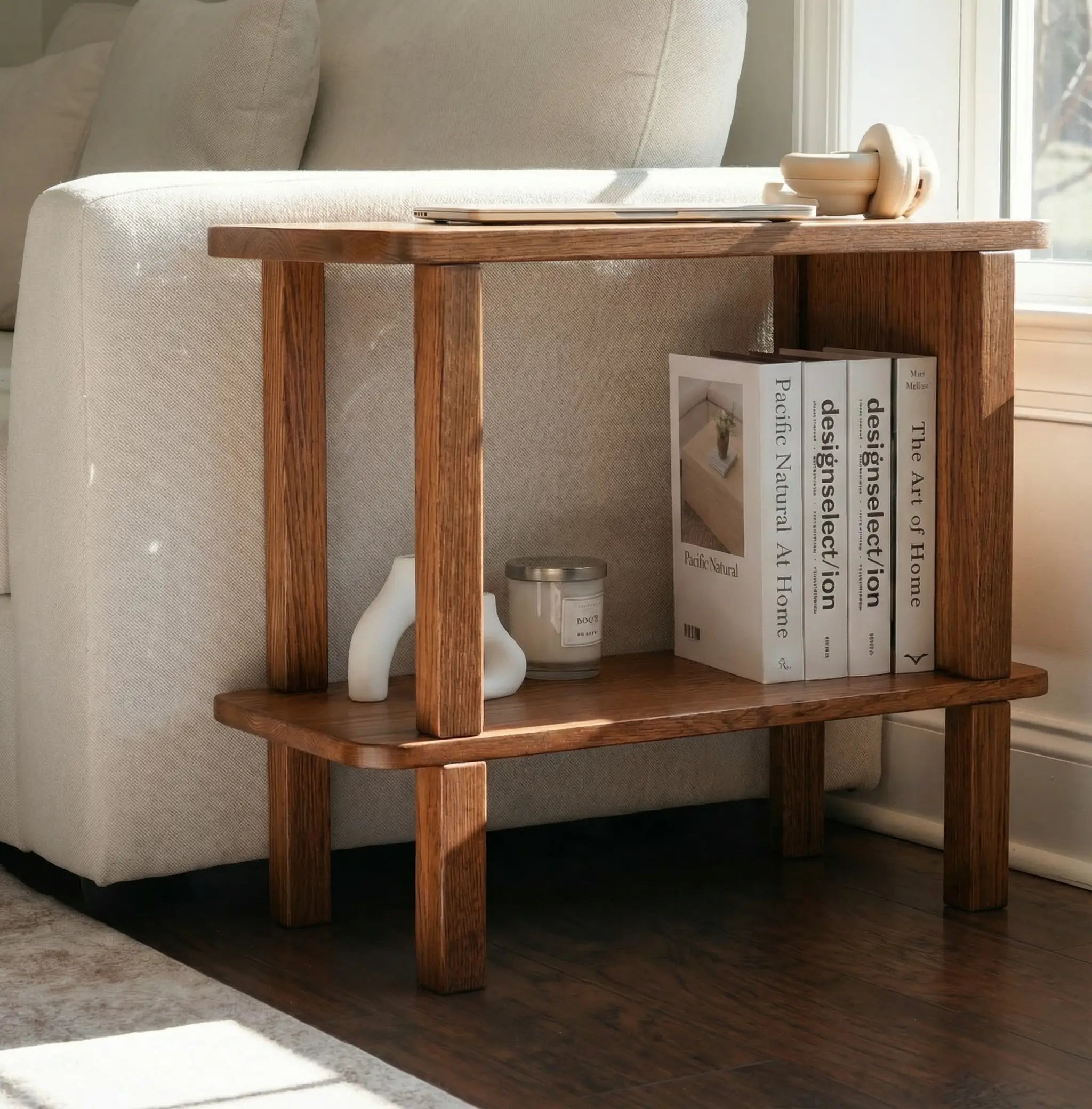 SideDesk — Solid Wood Side Table with Shelf