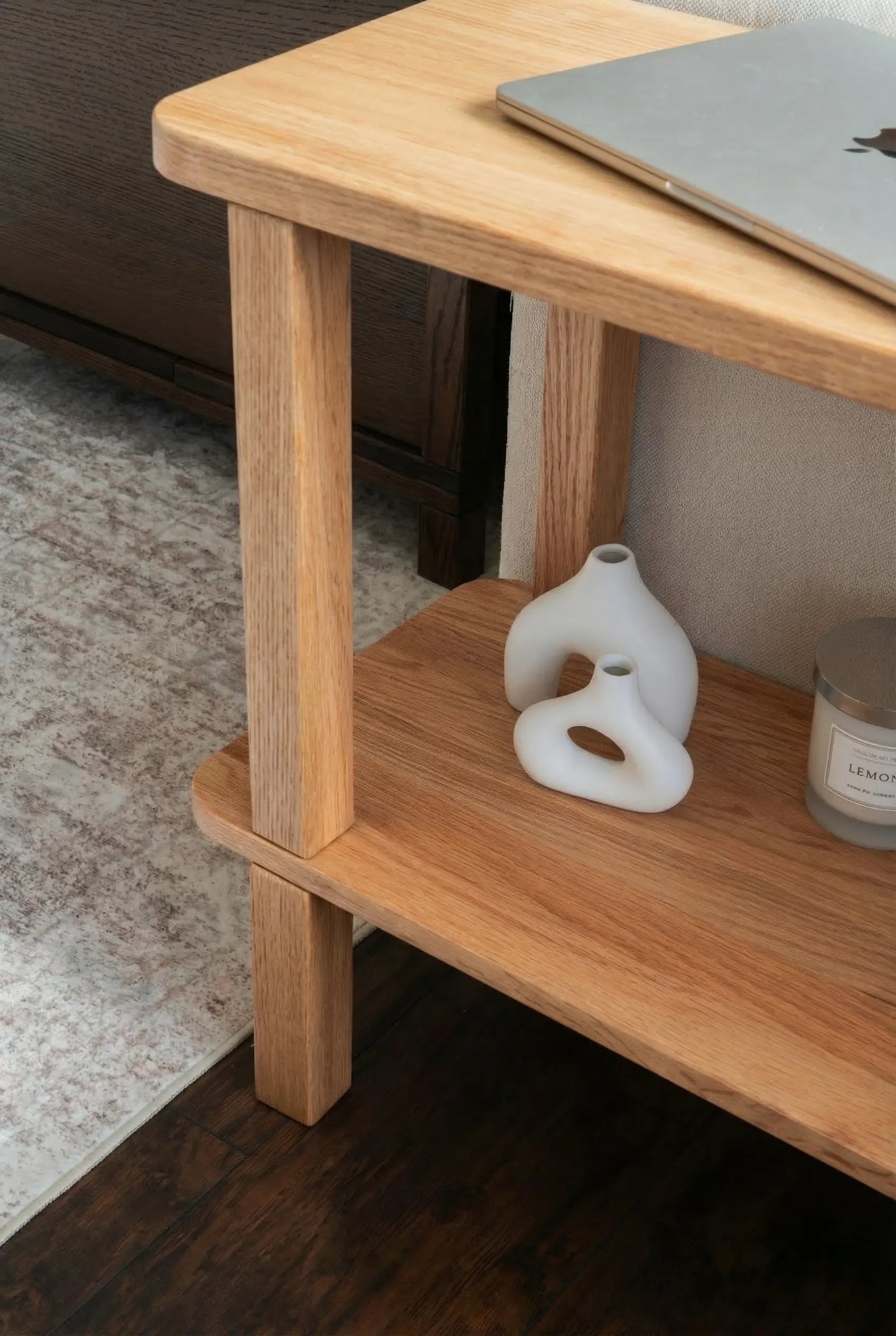 SideDesk — Solid Wood Side Table with Shelf