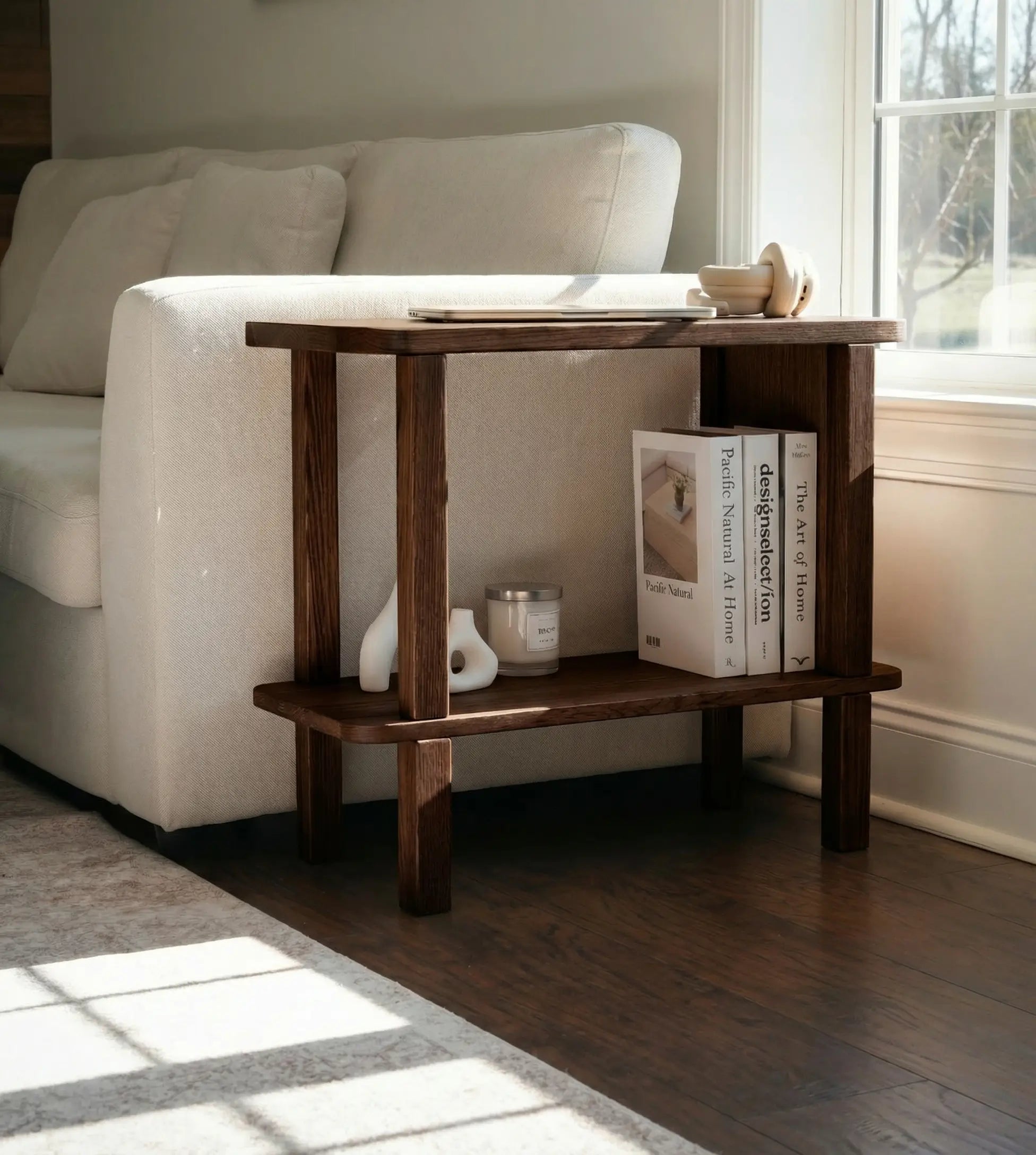 SideDesk — Solid Wood Side Table with Shelf