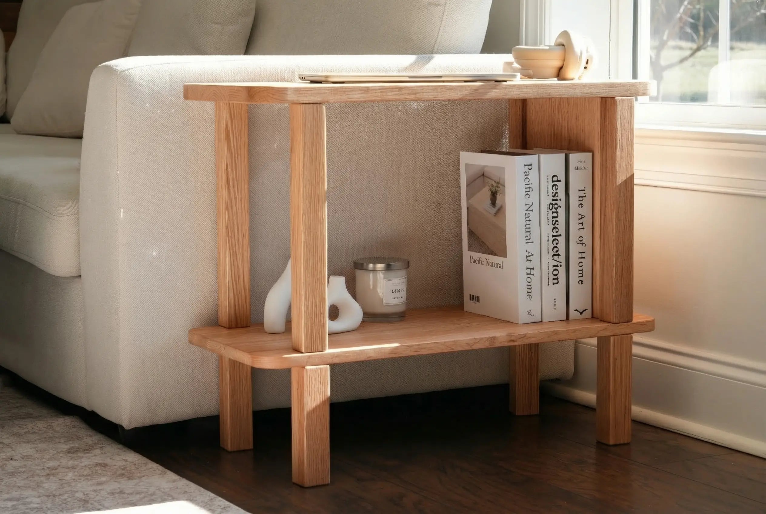 SideDesk — Solid Wood Side Table with Shelf